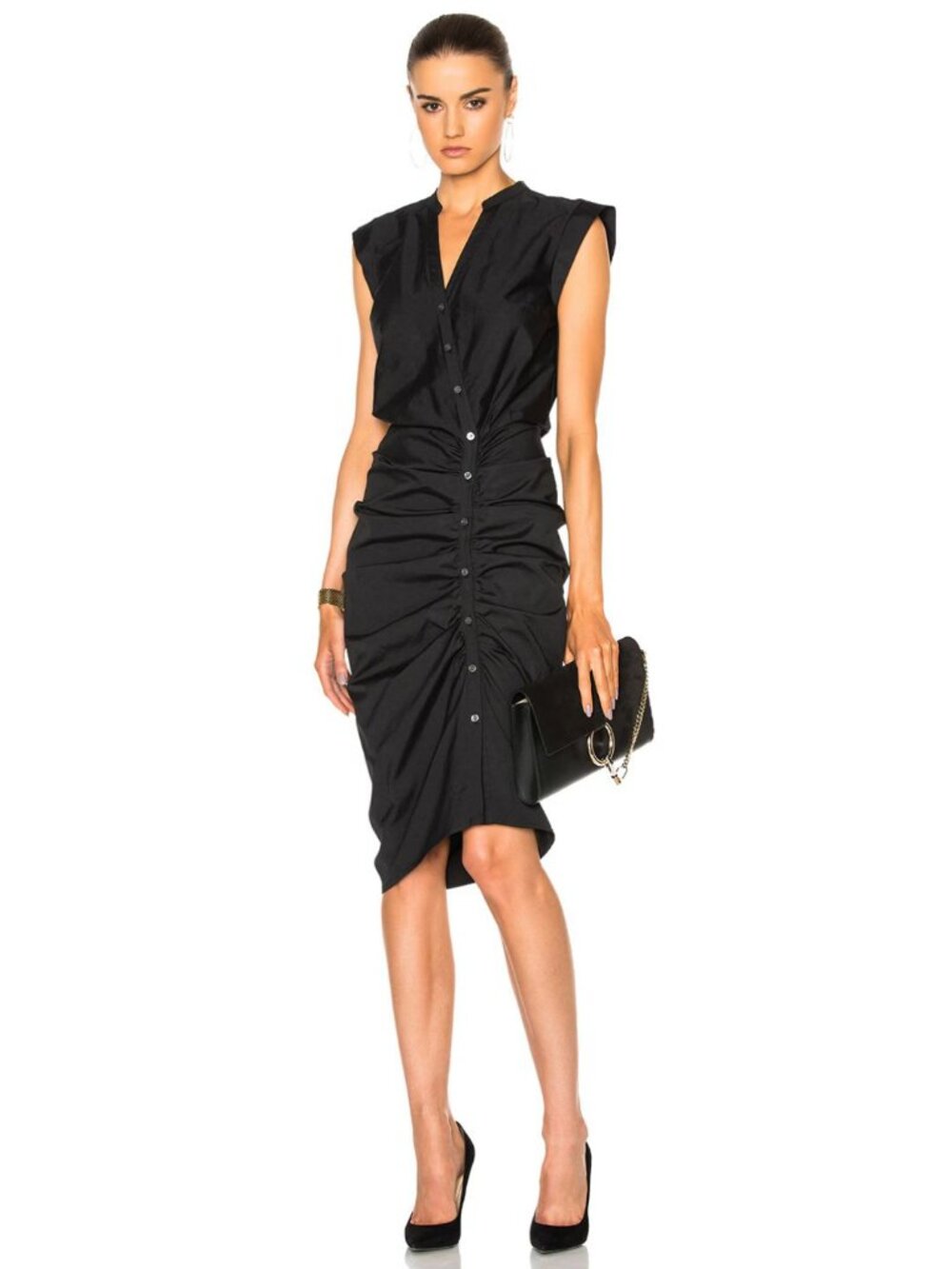 Veronica Beard Ruched Shirt Dress Black Size 14